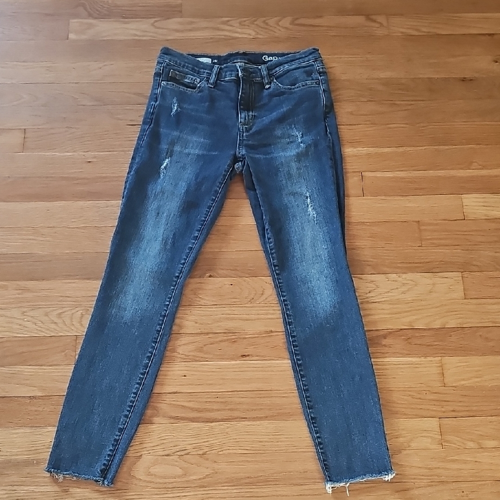 👖HP Gap 1969 True Skinny Purposely Distressed Jeans Womens 26" WaistX27" Inseam